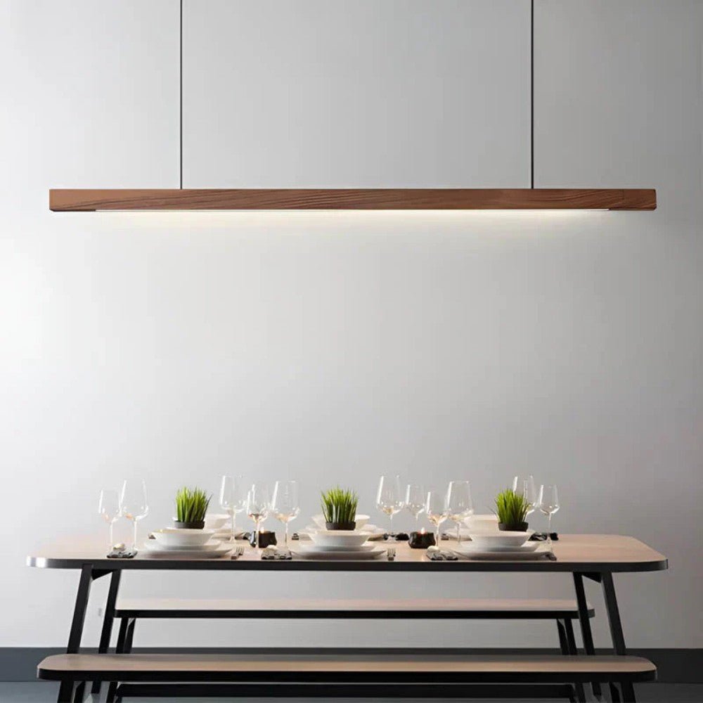 Suspension Linéaire en Bois pour Cuisine
