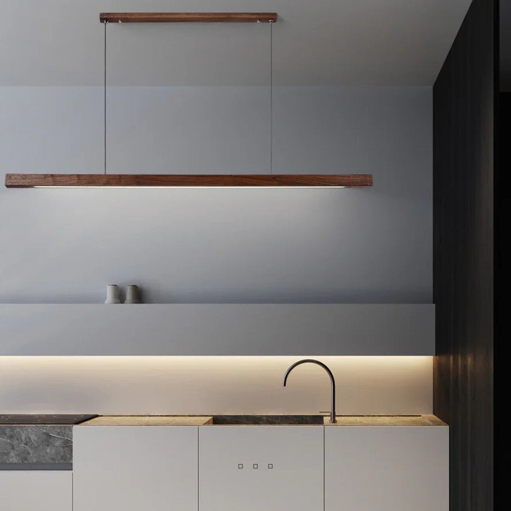 Suspension Linéaire en Bois pour Cuisine