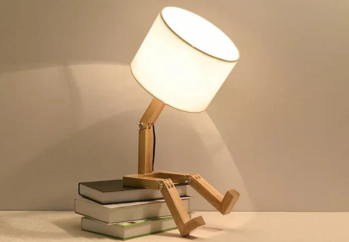 Lampe de Table en Bois avec Support de Livre - RutanFlex