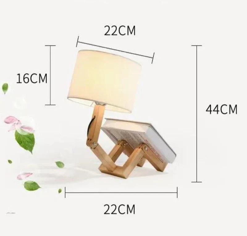 Lampe de Table en Bois avec Support de Livre - RutanFlex