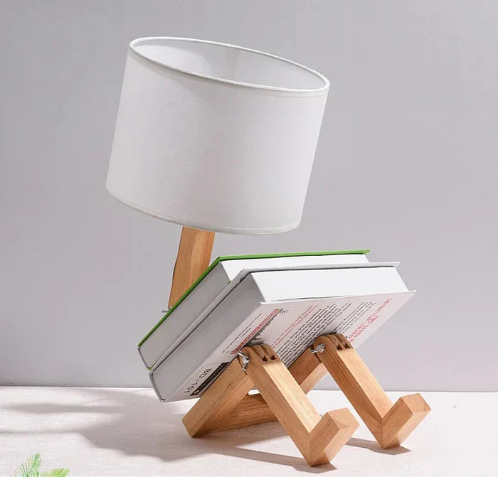 Lampe de Table en Bois avec Support de Livre - RutanFlex