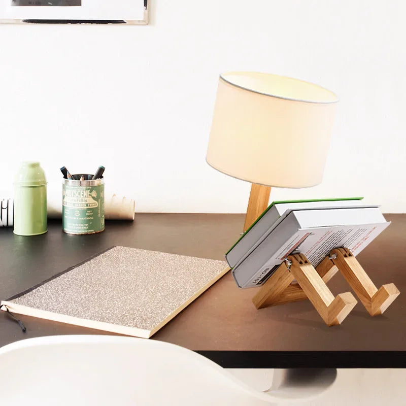 Lampe de Table en Bois avec Support de Livre - RutanFlex