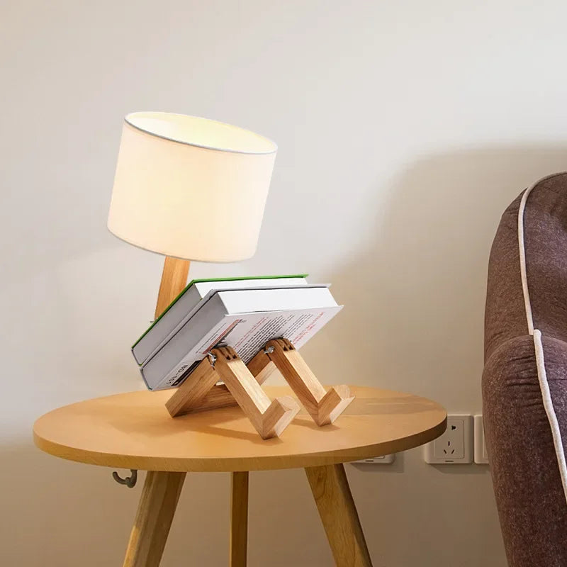 Lampe de Table en Bois avec Support de Livre - RutanFlex