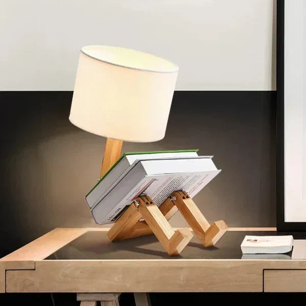 Lampe de Table en Bois avec Support de Livre - RutanFlex