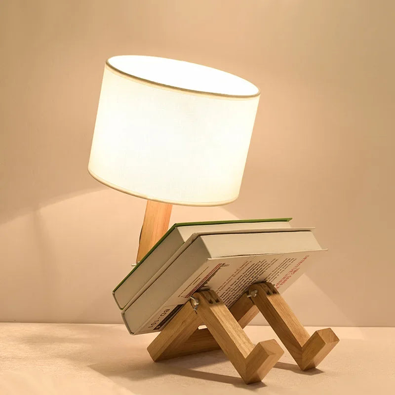 Lampe de Table en Bois avec Support de Livre - RutanFlex