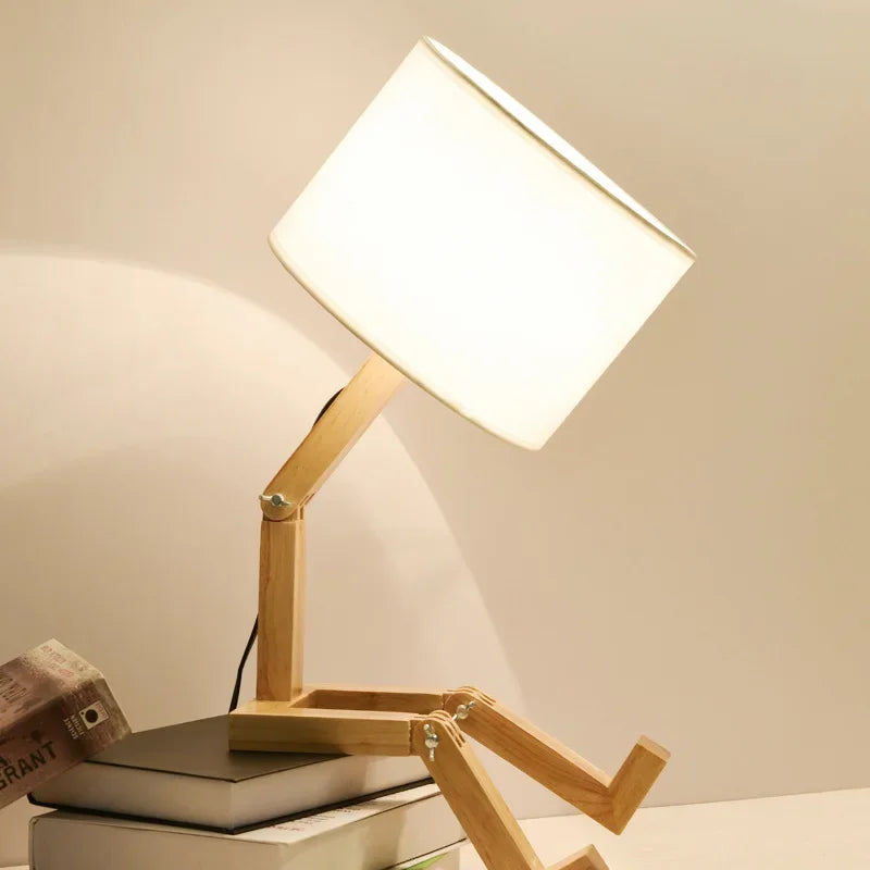 Lampe de Table en Bois avec Support de Livre - RutanFlex