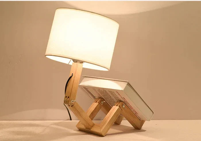 Lampe de Table en Bois avec Support de Livre - RutanFlex