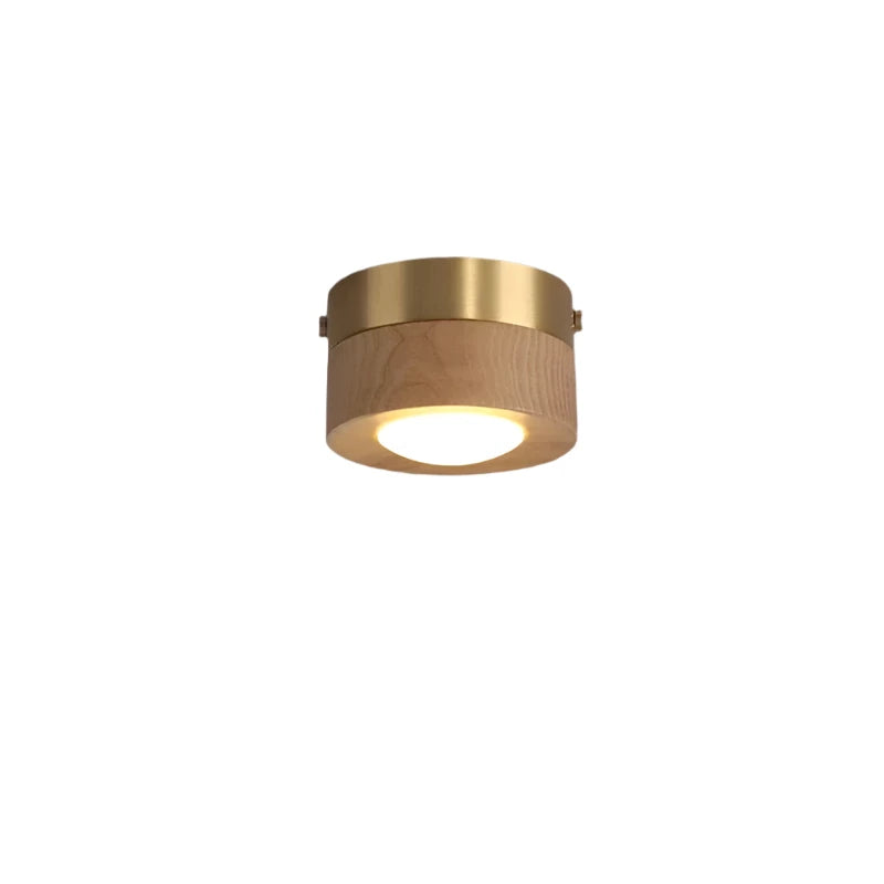 Lampe de Plafond LED en Bois avec Finition Noyer et Design Rond Minimaliste