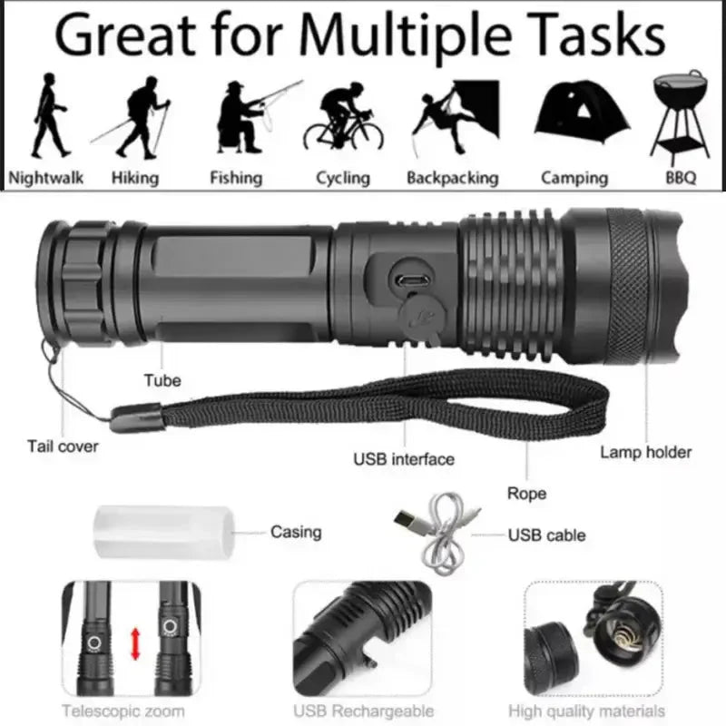 XH-P50 Lampe de Poche 90000 Lumens