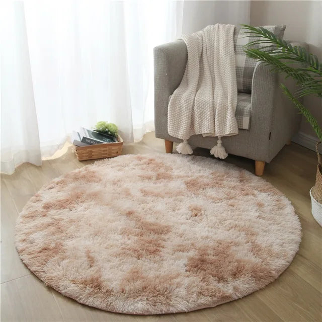 Tapis Rond Doux en Peluche - Accessoire de Maison Confortable