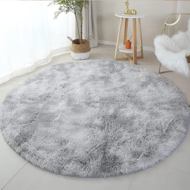 Tapis Rond Doux en Peluche - Accessoire de Maison Confortable