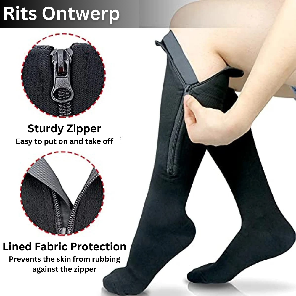 Chaussettes de Compression 2.0 Avec Fermeture Éclair | Confort Amélioré