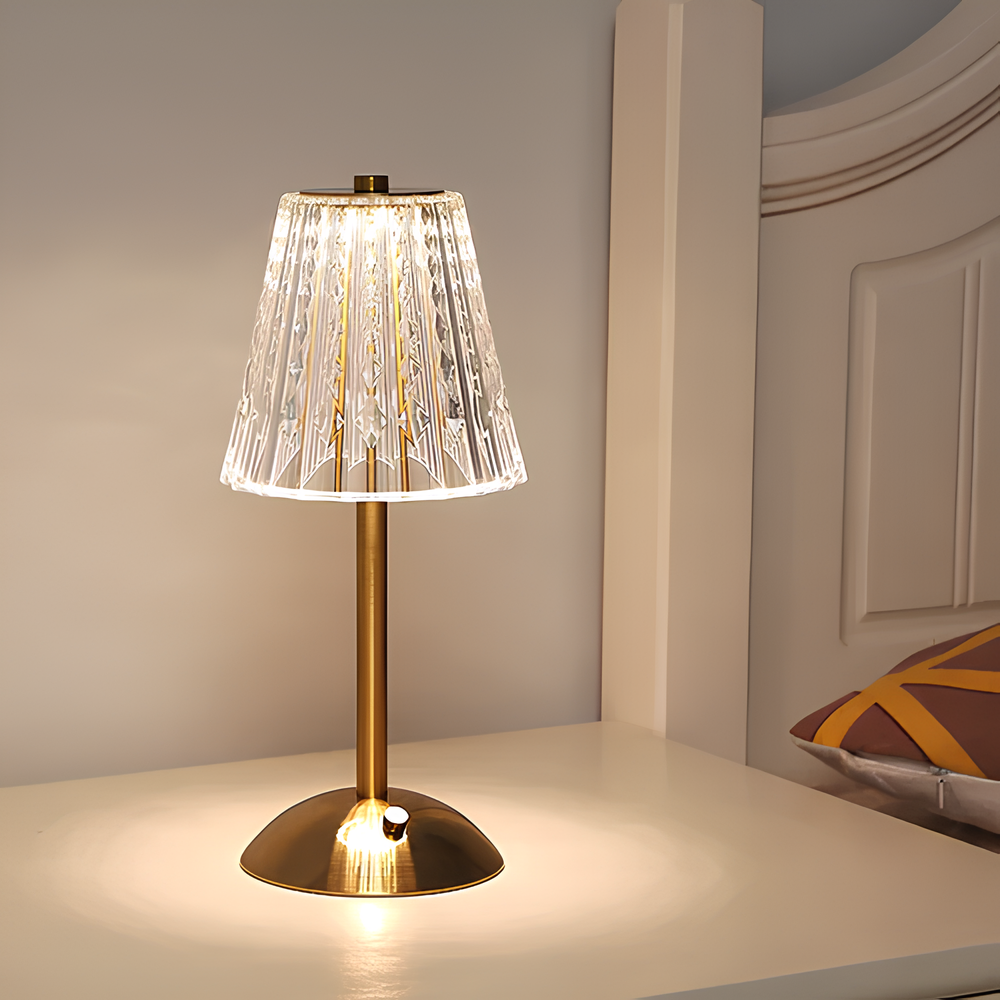 Lampe de Table en Cristal Doré - Aurora Luxe