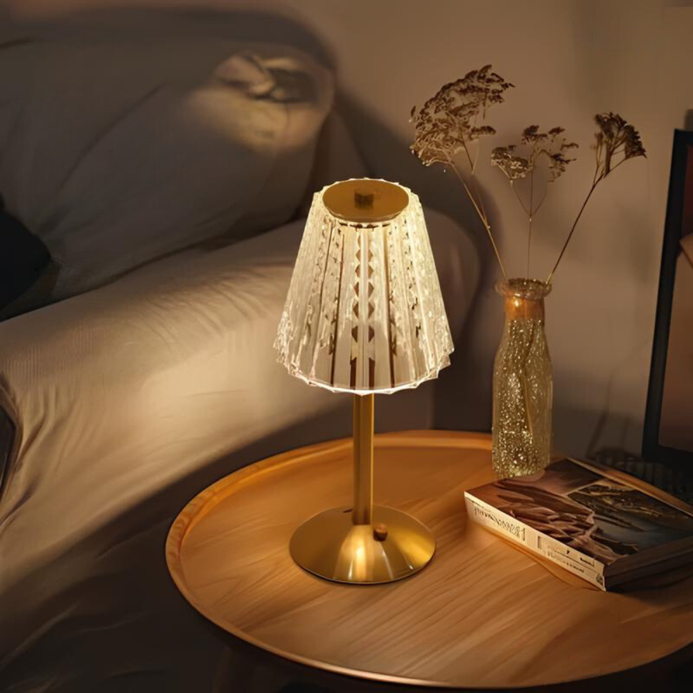 Lampe de Table en Cristal Doré - Aurora Luxe