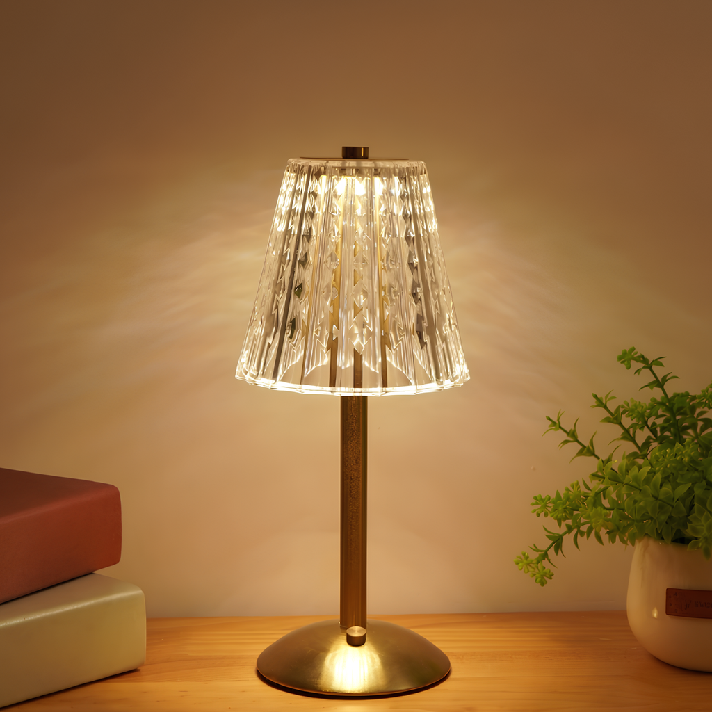 Lampe de Table en Cristal Doré - Aurora Luxe