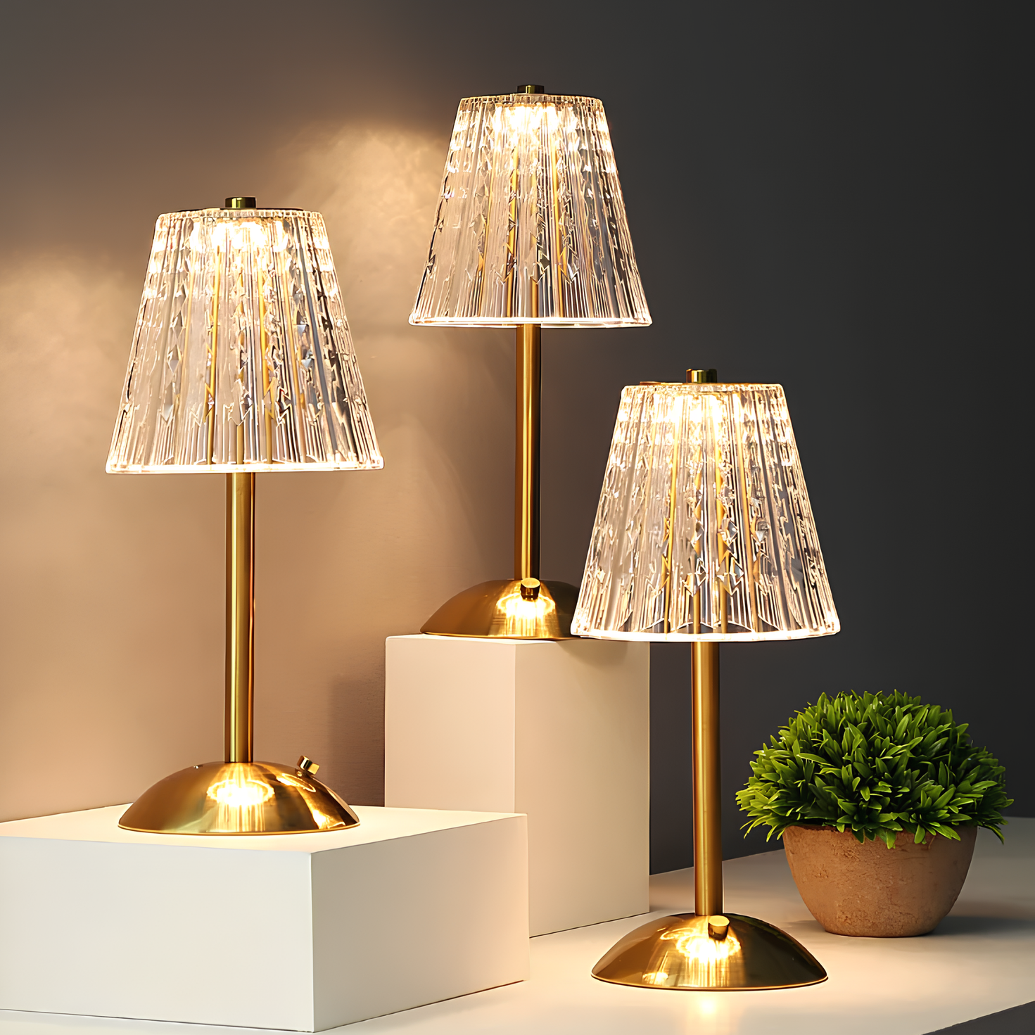 Lampe de Table en Cristal Doré - Aurora Luxe
