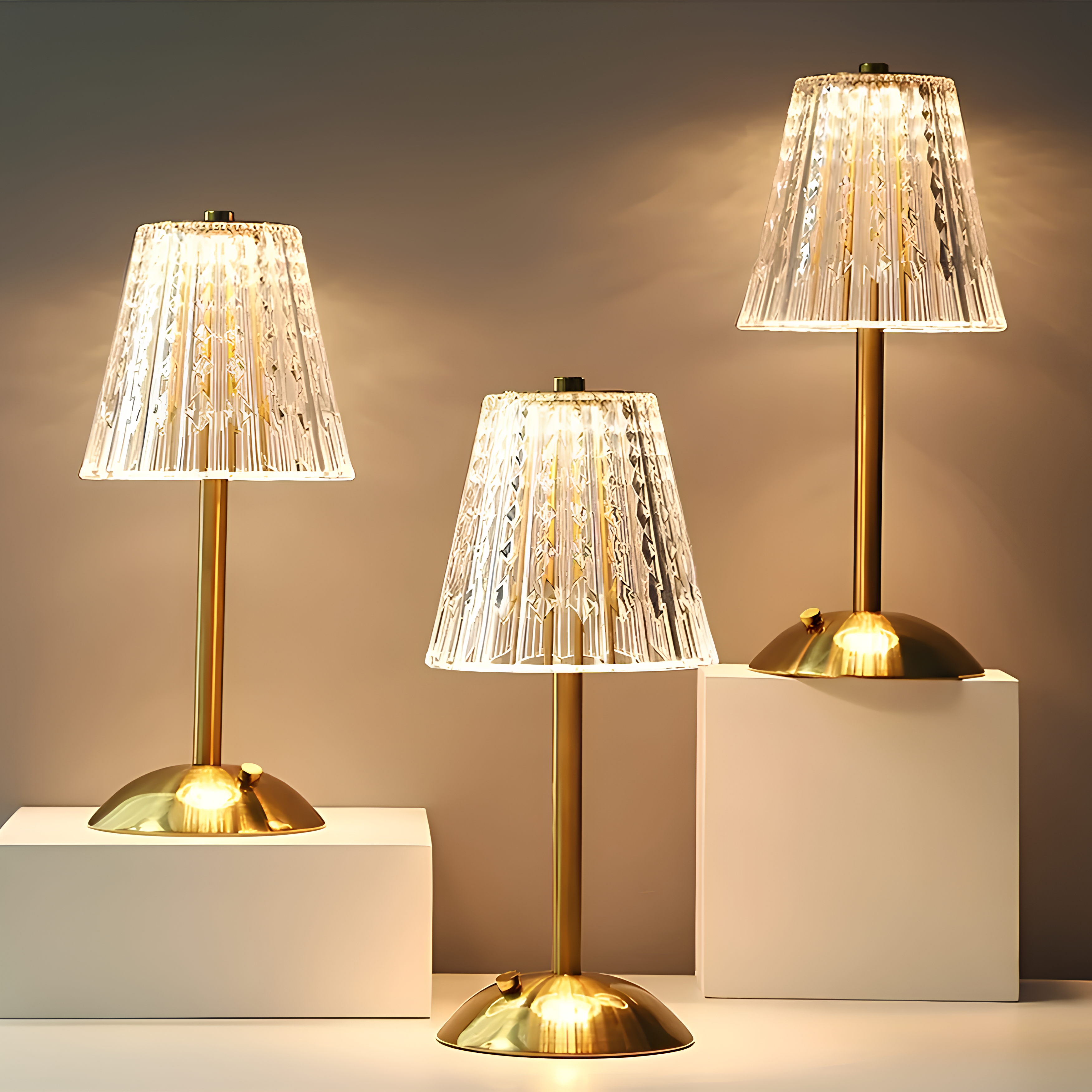 Lampe de Table en Cristal Doré - Aurora Luxe