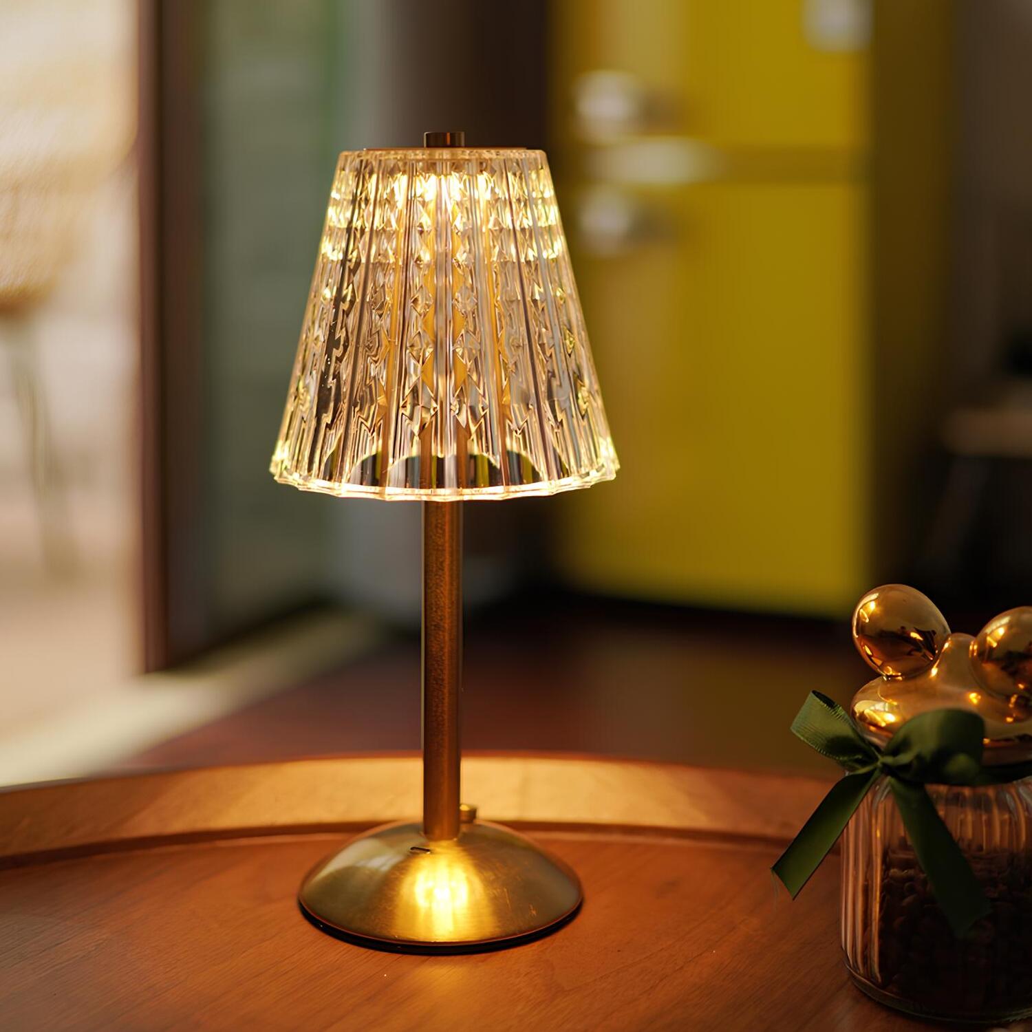 Lampe de Table en Cristal Doré - Aurora Luxe