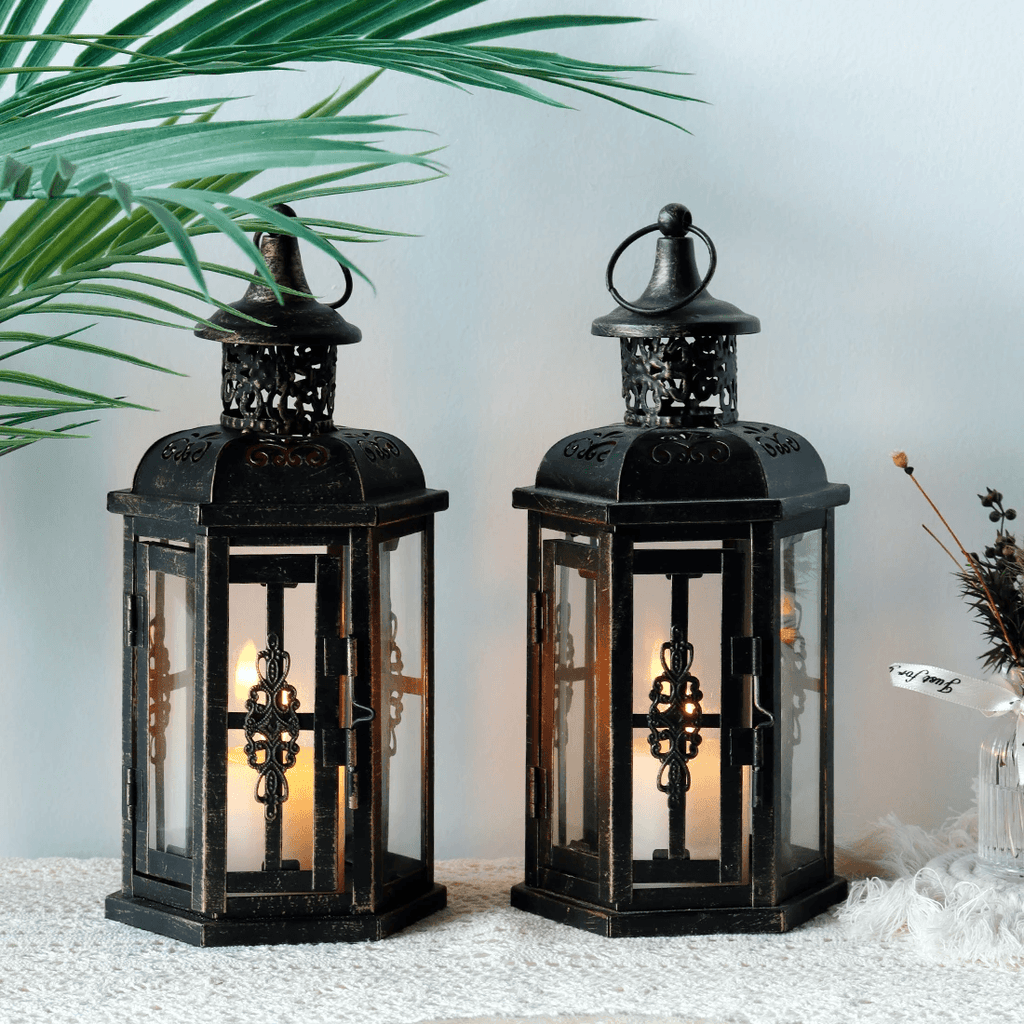 Porte-bougie Scandinave - Lanterne en Fer Noir Vintage
