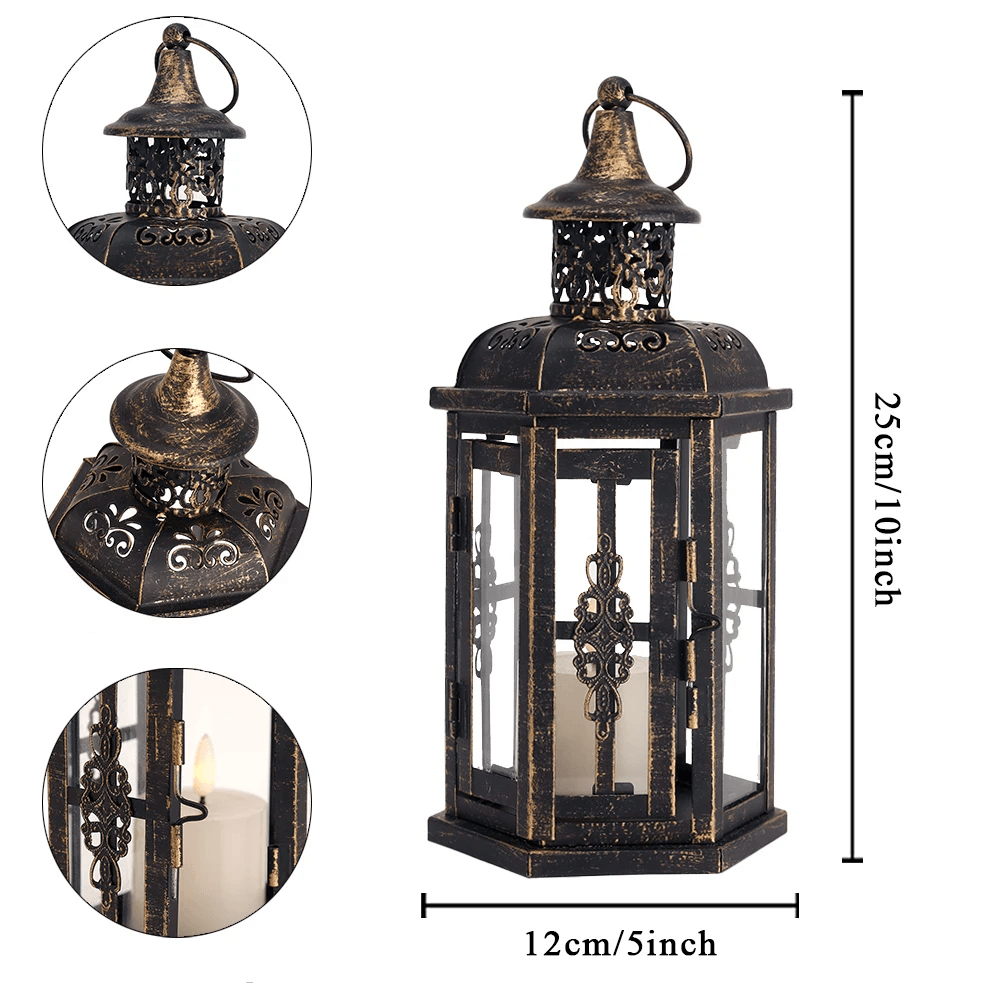 Porte-bougie Scandinave - Lanterne en Fer Noir Vintage